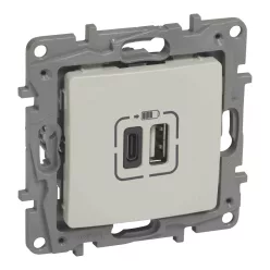   Niloé kettős USB-A+C töltőaljzat - 3 A - 15 W, bézs (764697)