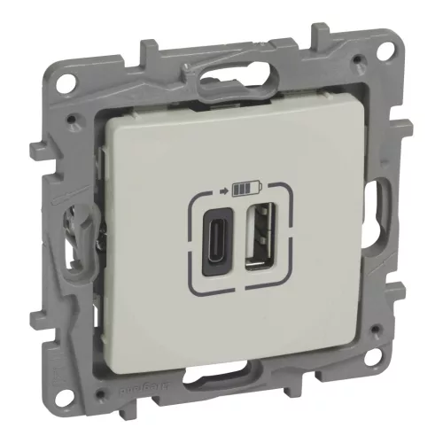 Niloé kettős USB-A+C töltőaljzat - 3 A - 15 W, bézs (764697)
