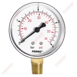   Ferro nyomásmérő alsós csatlakozású 4 bar, o63 mm, 1/4" (M6304R)