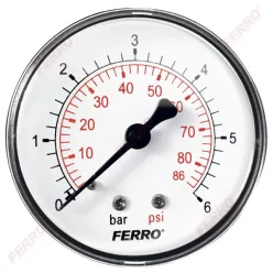   Ferro nyomásmérő hátsó csatlakozású 6 bar, o63 mm, 1/4" (M6306A)