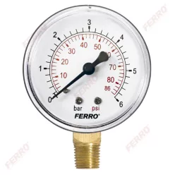   Ferro nyomásmérő alsós csatlakozású 6 bar, o63 mm, 1/4" (M6306R)