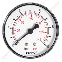   Ferro nyomásmérő hátsó csatlakozású 10 bar, o63 mm, 1/4" (M6310A)
