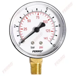   Ferro nyomásmérő alsós csatlakozású 10 bar, o63 mm, 1/4" (M6310R)