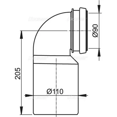 Alcaplast lefolyó könyök készlet 90/110 (M906)