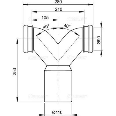 Alcaplast csatlakozó kettős könyök 90° (M909)