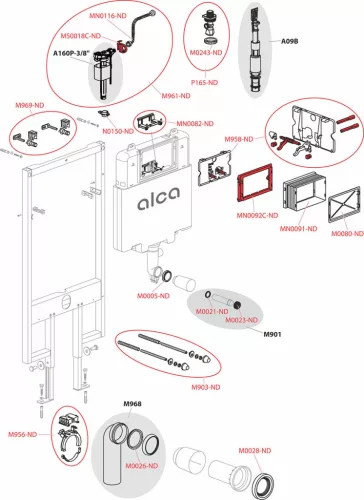 ALCA alkatrész M958 AM Slim tartály működtető egység