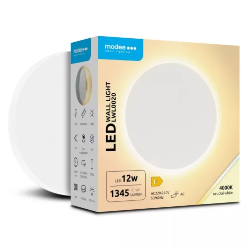 Modee LED Fali Lámpa (LWL0020) 12W IP65 D160x60mm 4000K (1345 lumen) Fehér