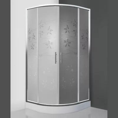 Roltechnik Austin Lux 900 íves zuhanykabin ezüst profil flower üveg (N0712)
