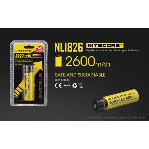 Nitecore Kellék Akkumulátor 18650 NL1826 2600mAh 3,7V B1