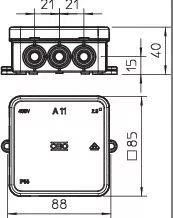 OBO - Kötődoboz műa fk 85x 85x 40mm fk IP55 tömítőgyűrűs A 11 (2000342)