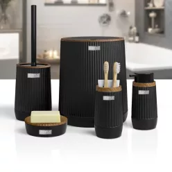   Form Plastic NIDA fekete fürdőszoba szett 5 részes – könnyű, modern és praktikus (OKY-385-3-S-E)