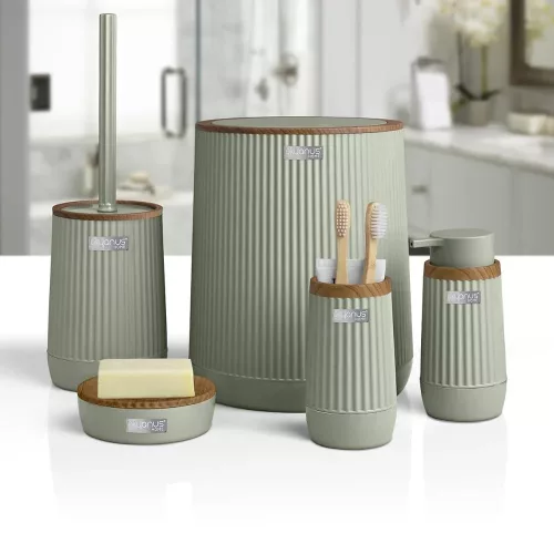 Form Plastic NIDA zöld fürdőszoba szett 5 részes – könnyű, praktikus és stílusos (OKY-385-3-Y-E)