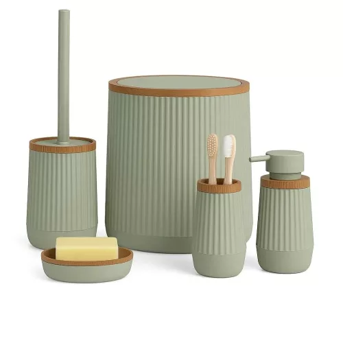 Form Plastic NIDA zöld fürdőszoba szett 5 részes – könnyű, praktikus és stílusos (OKY-385-3-Y-E)