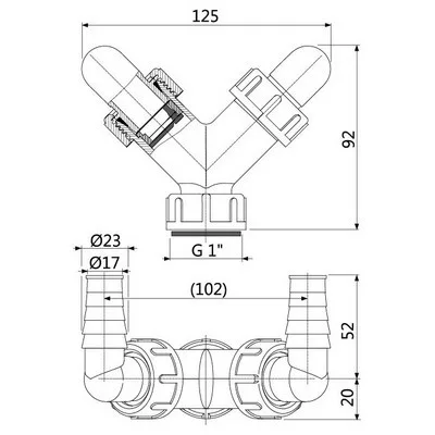 Alcaplast P148Z mosógép szifon dupla csonk fehér (P148Z)