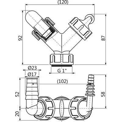 Alcaplast P149Z mosógép szifon dupla csonk fehér (P149Z)