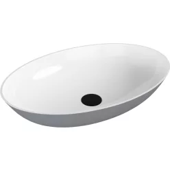 Polysan BANERA OVAL öntöttmárvány mosdó, 60x40cm, fehér/matt szürke