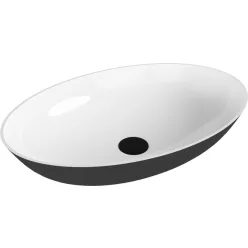 Polysan BANERA OVAL öntöttmárvány mosdó, 60x40cm, fehér/matt antracit