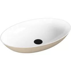 Polysan BANERA OVAL öntöttmárvány mosdó, 60x40cm, fehér/matt bézs