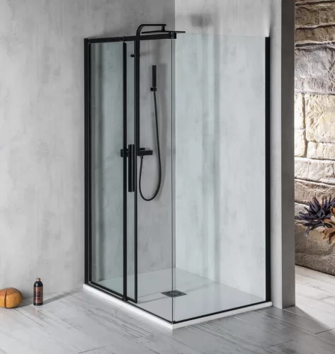 Polysan ALTIS LINE BLACK szögletes zuhanykabin, 1300x800mm, jobbos/balos