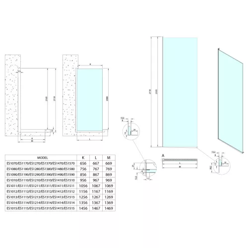 Polysan ARCHITEX LINE beépítési szett padlóhoz, falhoz, plafonhoz, jobbos, 1615x2105mm, polírozott alumínium
