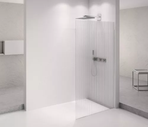 Polysan ARCHITEX CHROM zuhanyfal, 1462mm, flutes üveg
