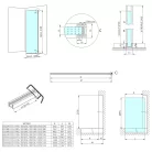 Polysan ARCHITEX CHROM zuhanyfal, 862mm, flutes üveg