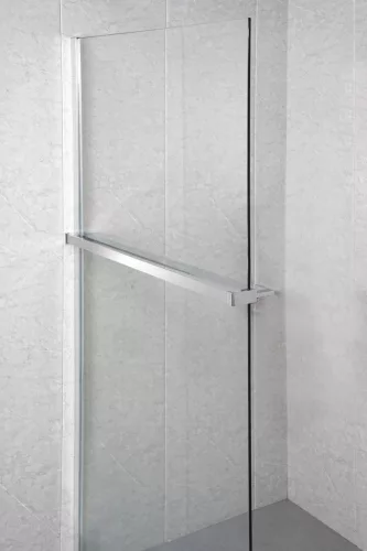 Polysan Walk-in falra szerelhető zuhanypolc törölközőtartóval, 60-140cm, króm