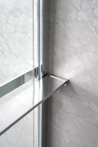 Polysan Walk-in falra szerelhető zuhanypolc törölközőtartóval, 60-140cm, króm