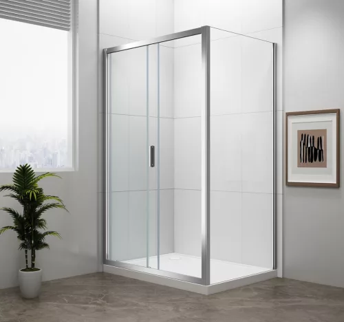 Polysan EASY LINE zuhanyajtó oldalfallal, jobbos/balos, 1100x800mm, transzparent üveg
