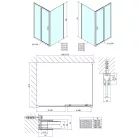 Polysan EASY LINE zuhanyajtó oldalfallal, jobbos/balos, 1200x700mm, transzparent üveg