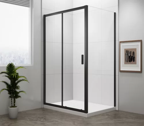 Polysan EASY BLACK zuhanyajtó oldalfallal, 1300x800mm, jobbos/balos