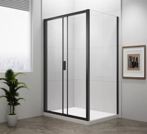 Polysan EASY BLACK zuhanyajtó oldalfallal, 1300x800mm, jobbos/balos