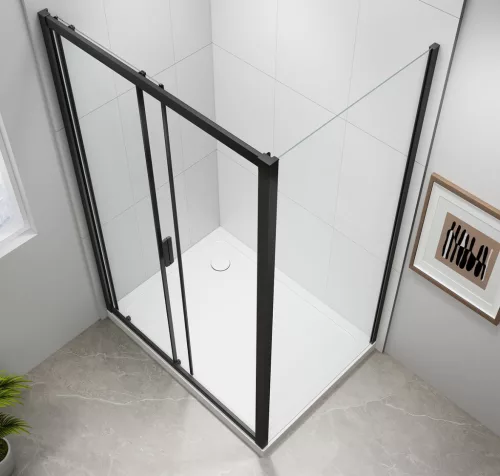 Polysan EASY BLACK zuhanyajtó oldalfallal, 1300x800mm, jobbos/balos