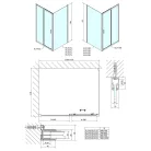 Polysan EASY LINE zuhanyajtó oldalfallal, jobbos/balos, 1400x700mm, transzparent üveg