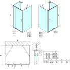 Polysan EASY LINE nyílóajtó 2 oldalfallal, 2 merevítővel, jobbos/balos, 900-1000x700mm, transzparent üveg