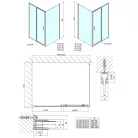 Polysan EASY LINE zuhanyajtó oldalfallal, jobbos/balos, 1600x800mm, transzparent üveg