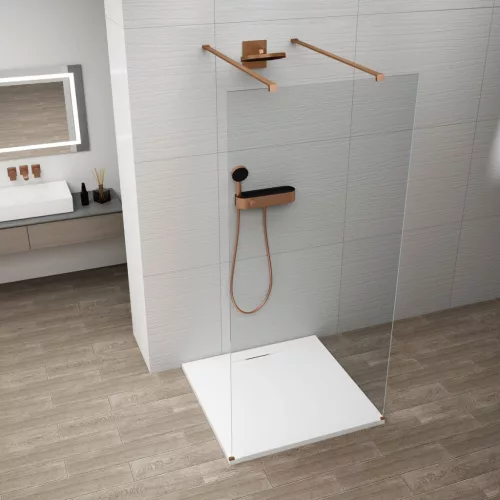 Polysan ESCA COPPER MATT Walk-in zuhanyfal, szabadon álló, transzparent üveg, 1000mm
