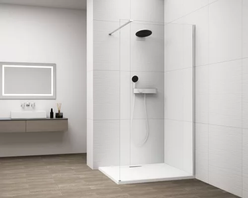 Polysan ESCA CHROME Walk-in zuhanyfal, falra szerelhető, transzparent üveg, 1200mm