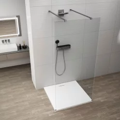 Polysan ESCA GUN METAL Walk-in zuhanyfal, szabadon álló, transzparent üveg, 1200mm