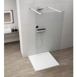 Polysan ESCA WHITE MATT Walk-in zuhanyfal, szabadonálló, transzparent üveg, 1300mm