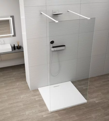 Polysan ESCA WHITE MATT Walk-in zuhanyfal, szabadonálló, transzparent üveg, 1300mm