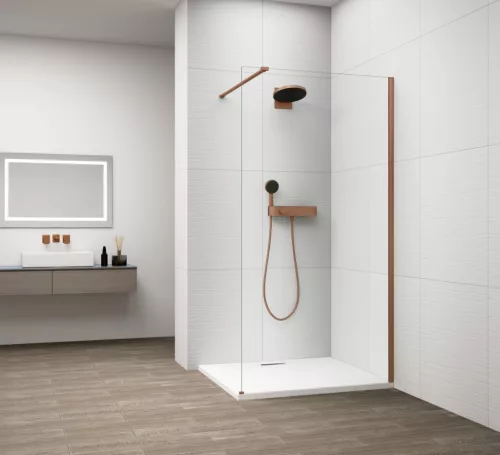 Polysan ESCA COPPER MATT Walk-in zuhanyfal, falra szerelhető, transzparent üveg, 1300mm