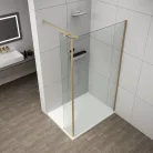 POLYSAN ESCA GOLD MATT Walk-in zuhanyfal kiegészítő oldalfallal, 1300mm, kieg.: 385mm, transzparent üveg