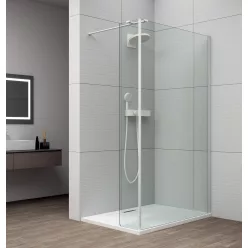 POLYSAN ESCA WHITE MATT Walk-in zuhanyfal kiegészítő oldalfallal, 1400mm, kieg.: 585mm, transzparent üveg