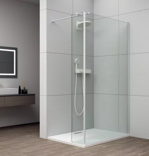 Polysan ESCA WHITE MATT Walk-in zuhanyfal, falra szerelhető, transzparent üveg, 1500mm