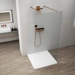 Polysan ESCA COPPER MATT Walk-in zuhanyfal, szabadon álló, transzparent üveg, 1500mm