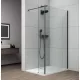 POLYSAN ESCA BLACK MATT Walk-in zuhanyfal kiegészítő oldalfallal, 1500mm, kieg.: 485mm, transzparent üveg