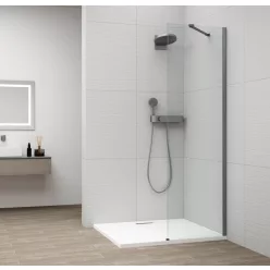 Polysan ESCA GUN METAL Walk-in zuhanyfal, falra szerelhető, transzparent üveg, 300mm