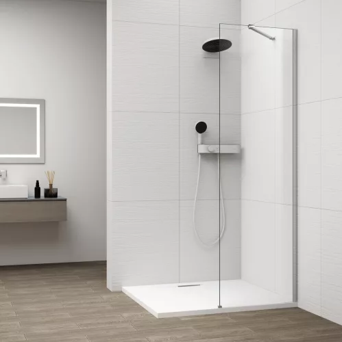 Polysan ESCA CHROME Walk-in zuhanyfal, falra szerelhető, transzparent üveg, 500mm