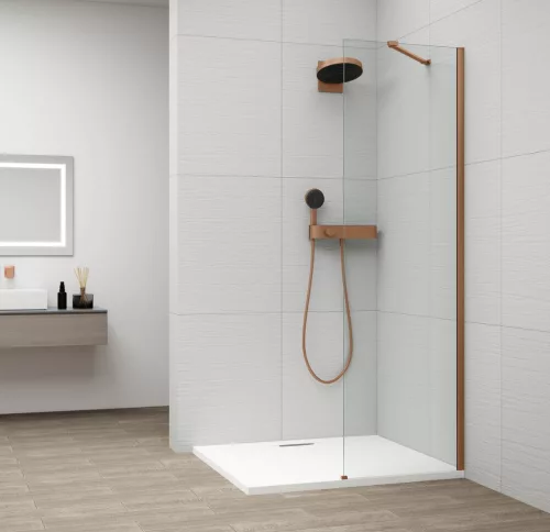 Polysan ESCA COPPER MATT Walk-in zuhanyfal, falra szerelhető, transzparent üveg, 500mm